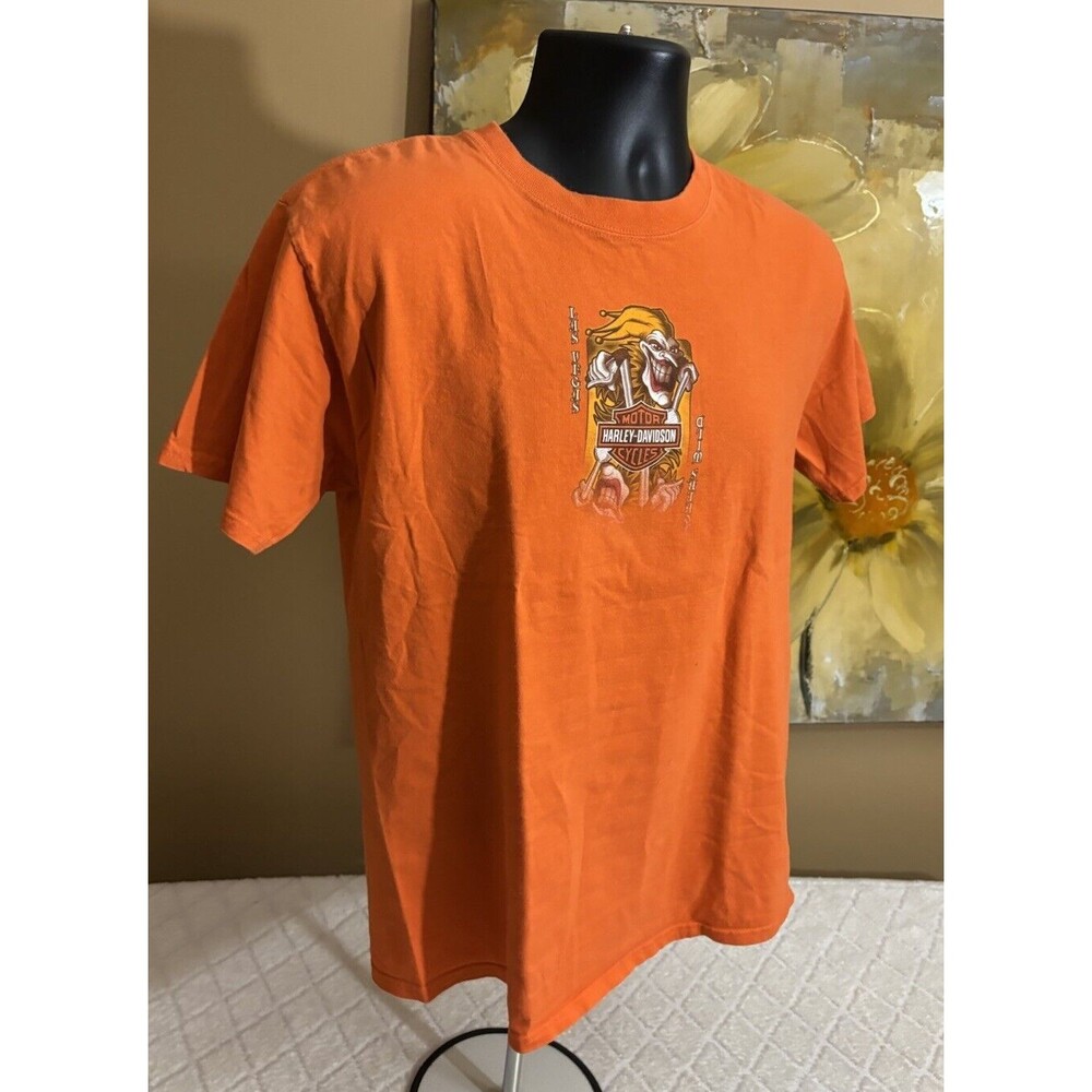 Vintage Harley Davidson 2 Sided Joker Las Vegas Nevada Orange Tee Men’s Size M - Picture 6 of 16